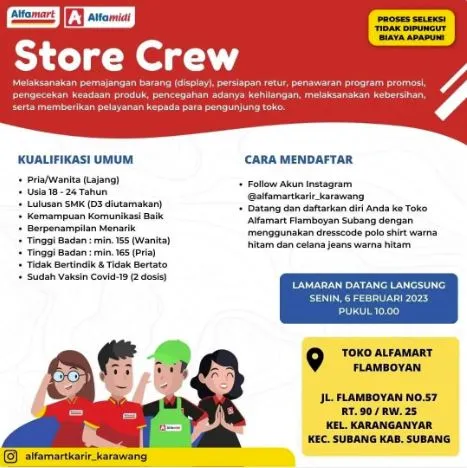 Loker Store Crew Alfamart Flamboyan Subang